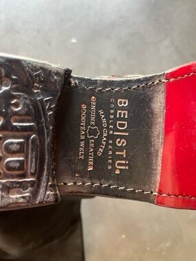 BED|STU women’s Black Leather tall boots with Red Sole Accent